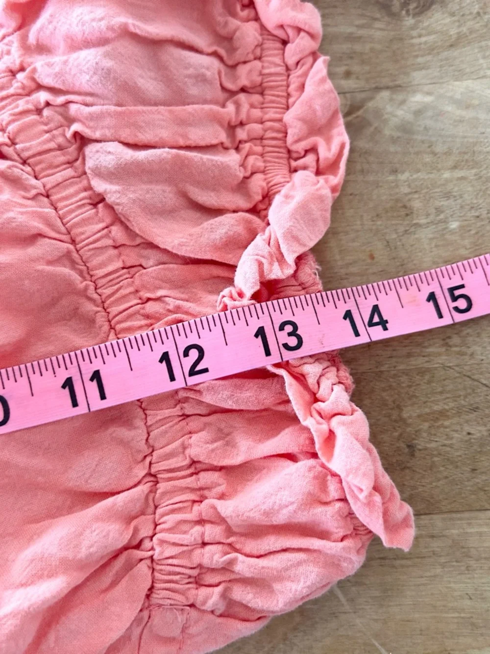 Anthropologie Medium Coral Ruched Ruffle Crop Top Sleeveless Tie Front - Picture 8 of 8